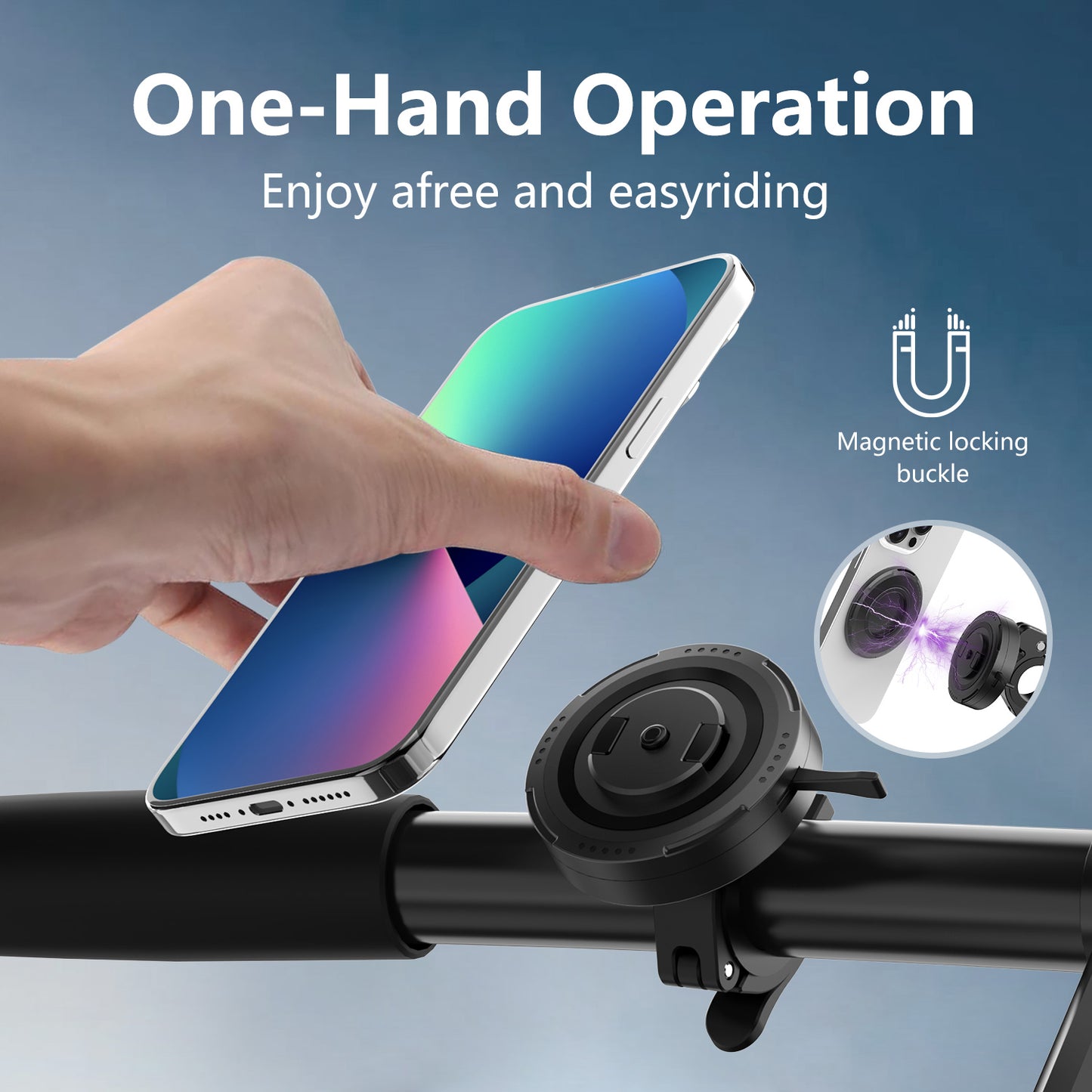 JK-KC03A Mountain Bike Magnetic Lock Handlebar Phone Mount