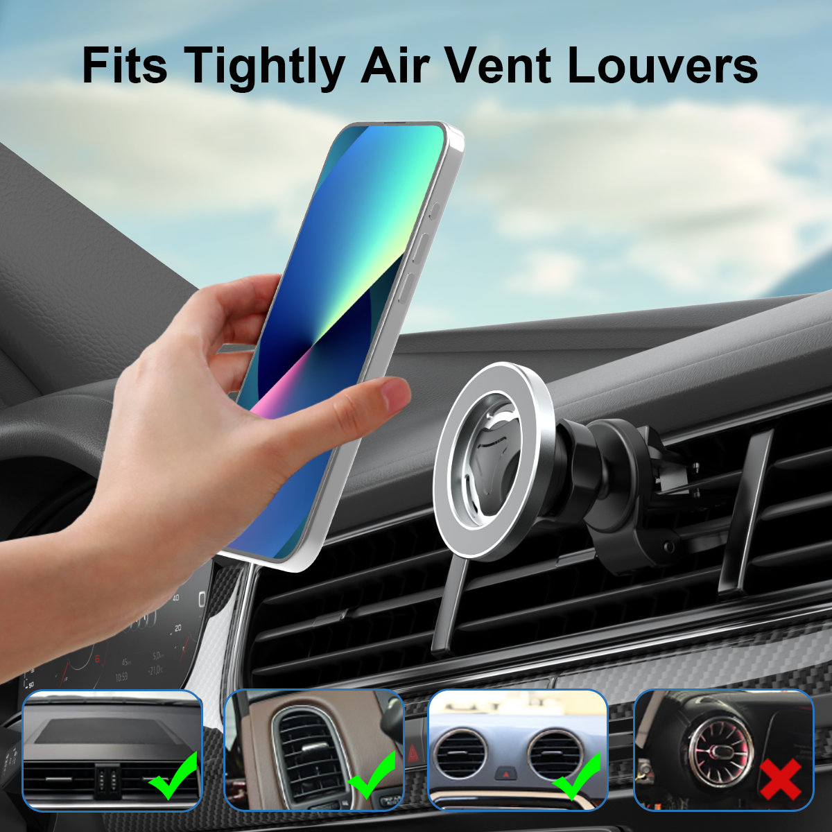 JK-CF106 Magnetic Lock Mobile Phone MagSafe Holder Mount for Car Air Vent