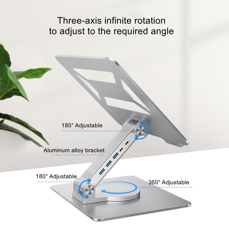 Adjustable Rotating Computer Stand Tablet Bracket with Expansion Dock