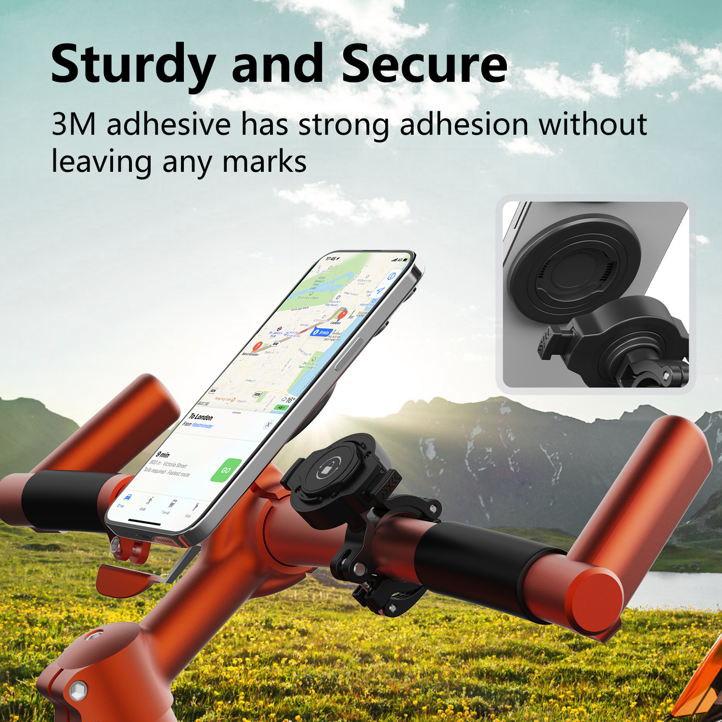 JK-KC802 Magnetic Lock Bicycle Phone Mount Kit for with 3M Adapter