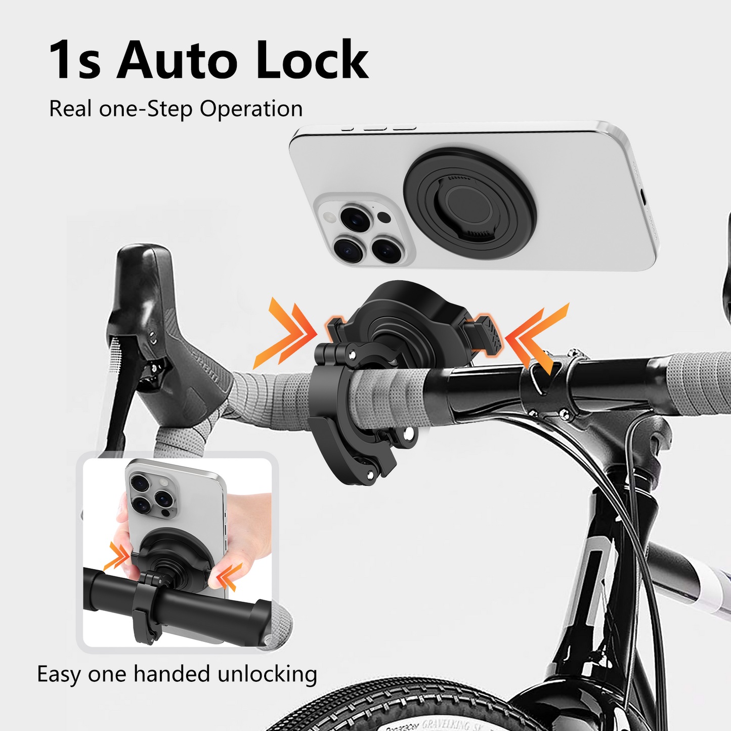 JK-KC802 Magnetic Lock Bicycle Phone Mount Kit for with 3M Adapter