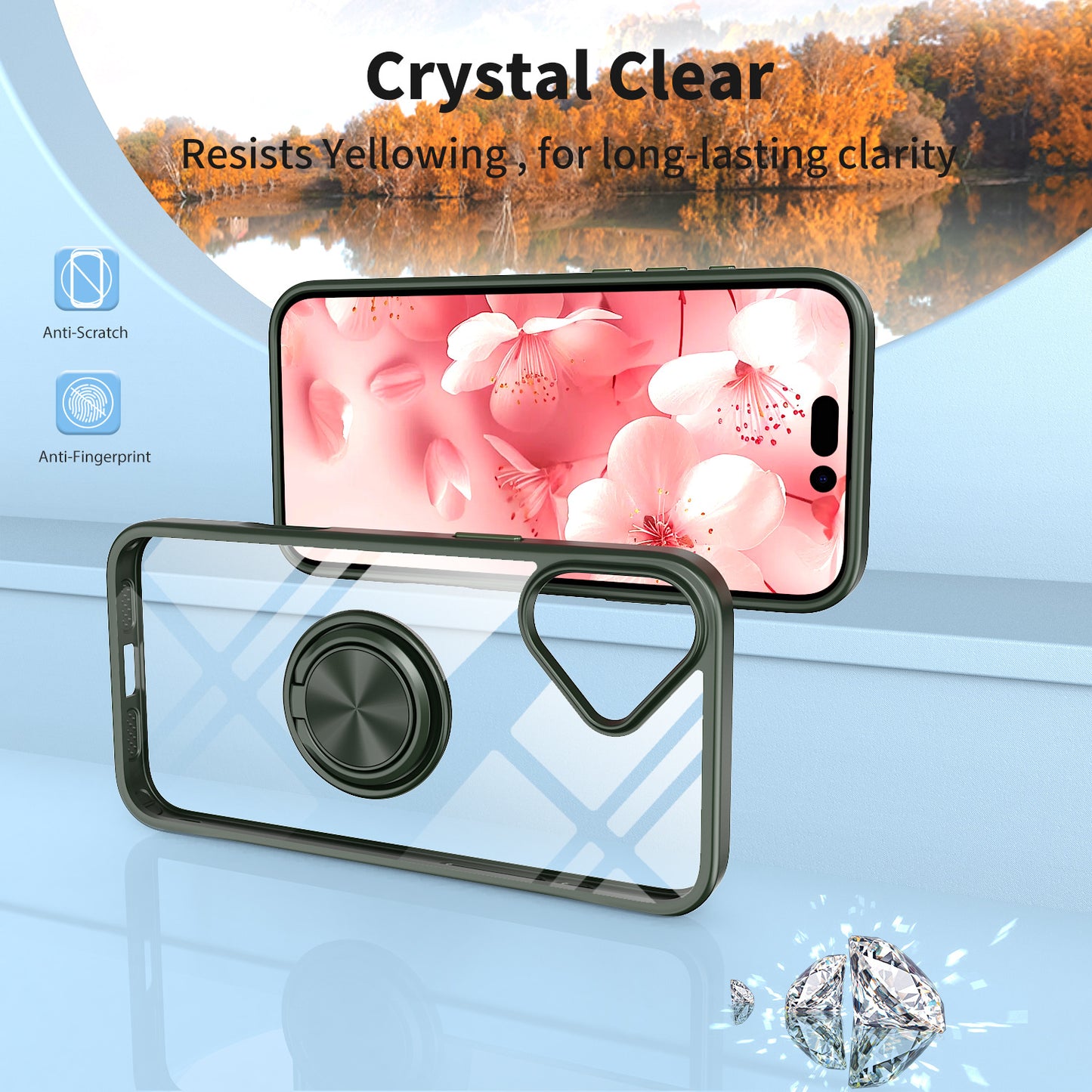 Miesherk Cell Phone Case witt Magsafe Ring Grip Cover for iPhone 16 Pro