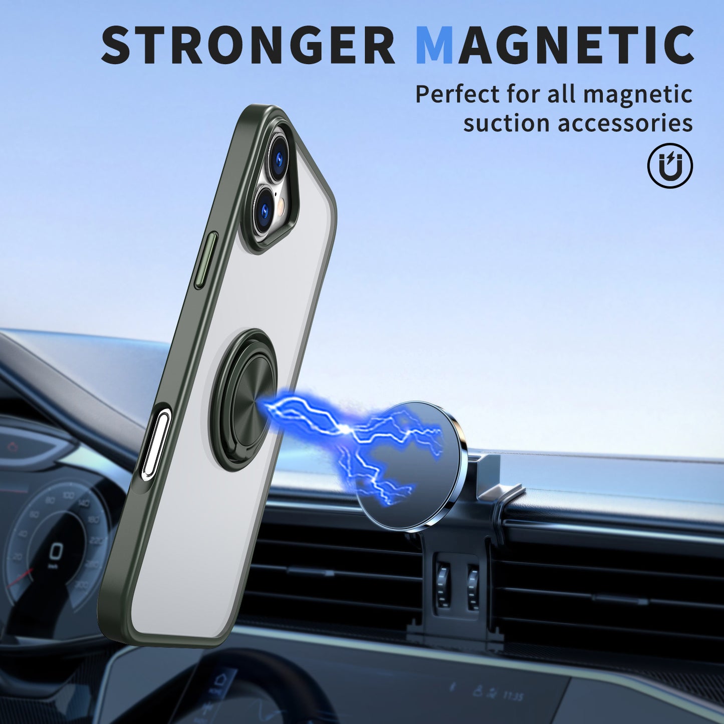 Miesherk Cell Phone Case witt Magsafe Ring Grip Cover for iPhone 16 Pro