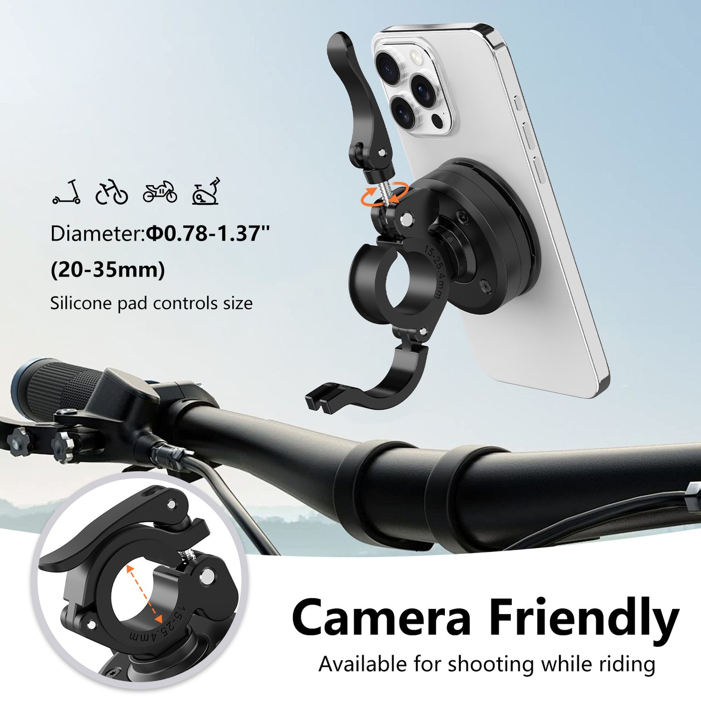 JK-KC03A Mountain Bike Magnetic Lock Handlebar Phone Mount