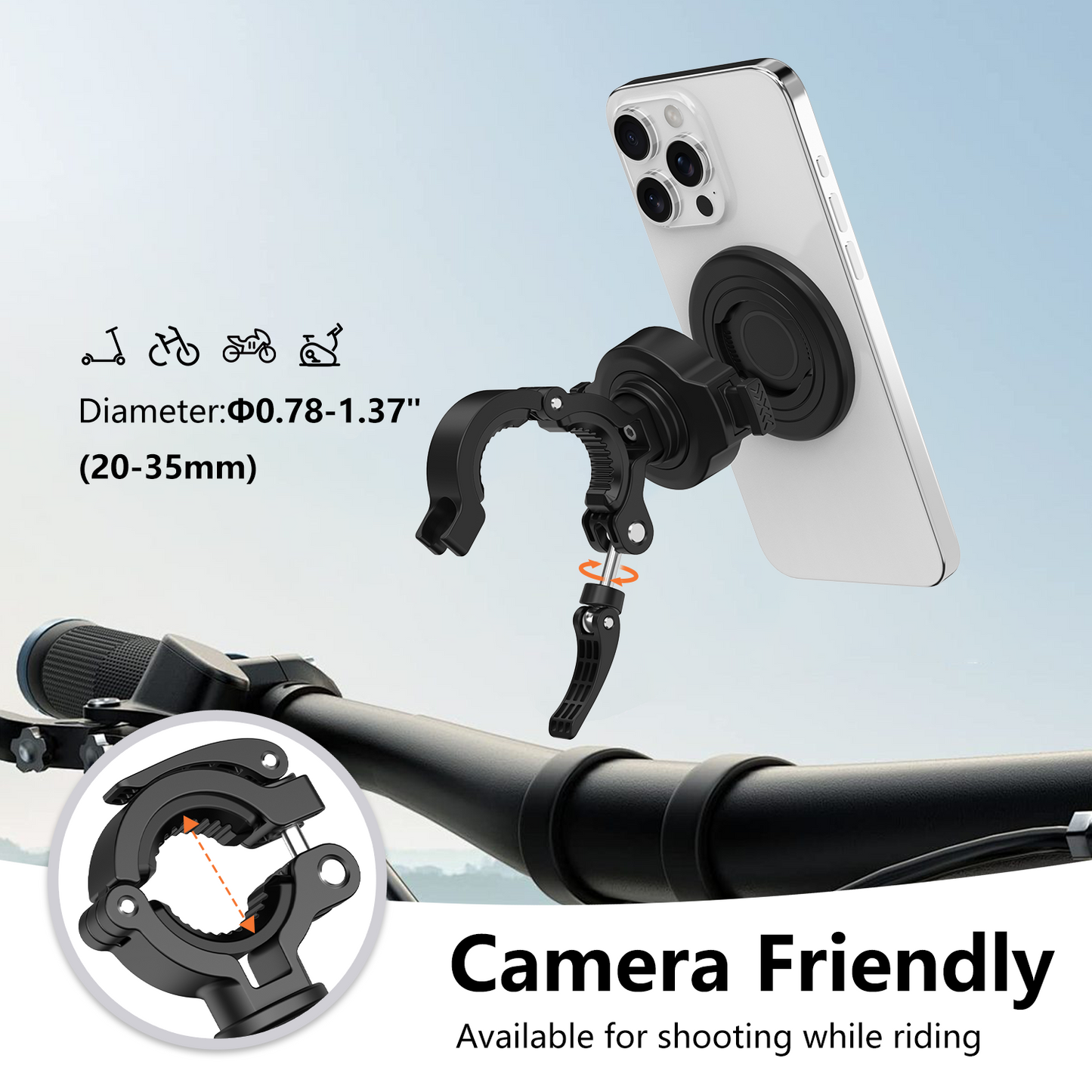 JK-KC802 Magnetic Lock Bicycle Phone Mount Kit for with 3M Adapter