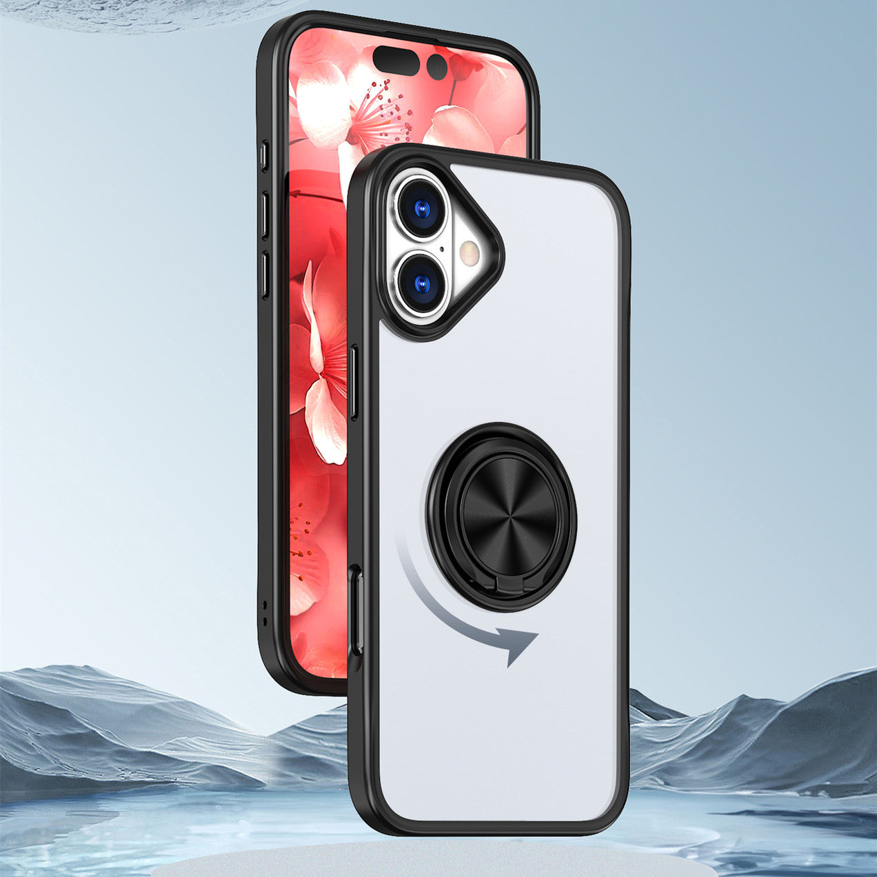 Miesherk Cell Phone Case witt Magsafe Ring Grip Cover for iPhone 16 Pro