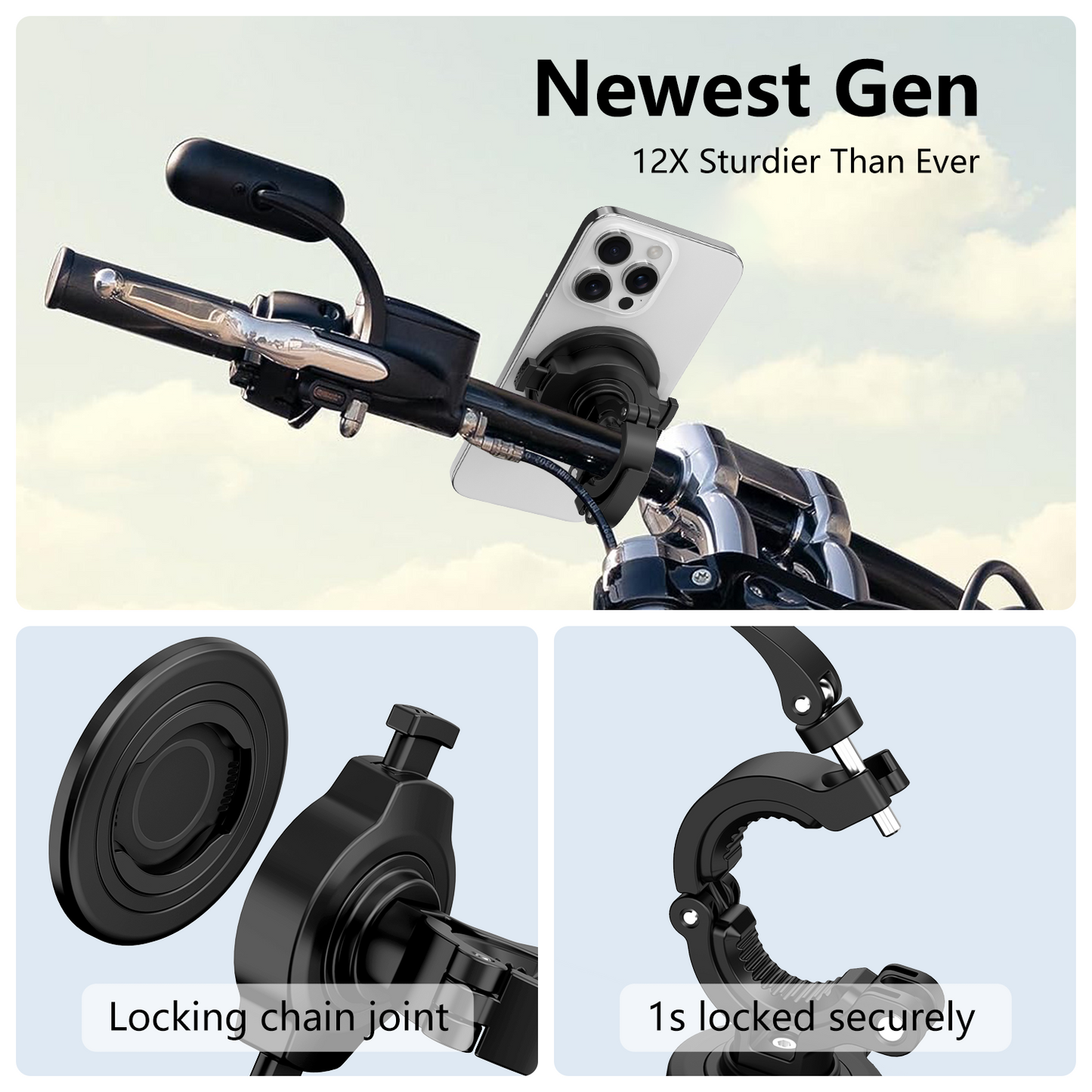 JK-KC802 Magnetic Lock Bicycle Phone Mount Kit for with 3M Adapter