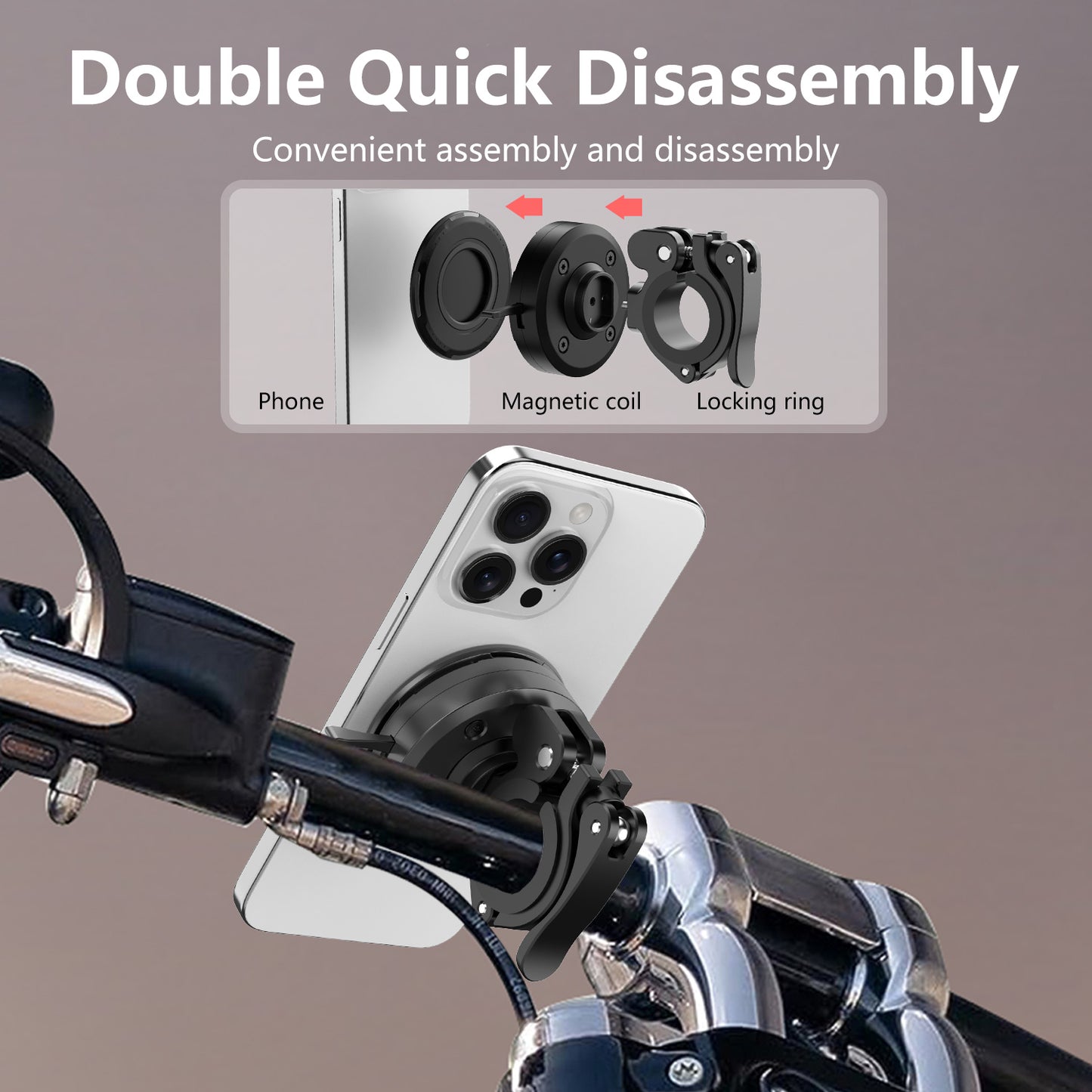 JK-KC03A Mountain Bike Magnetic Lock Handlebar Phone Mount