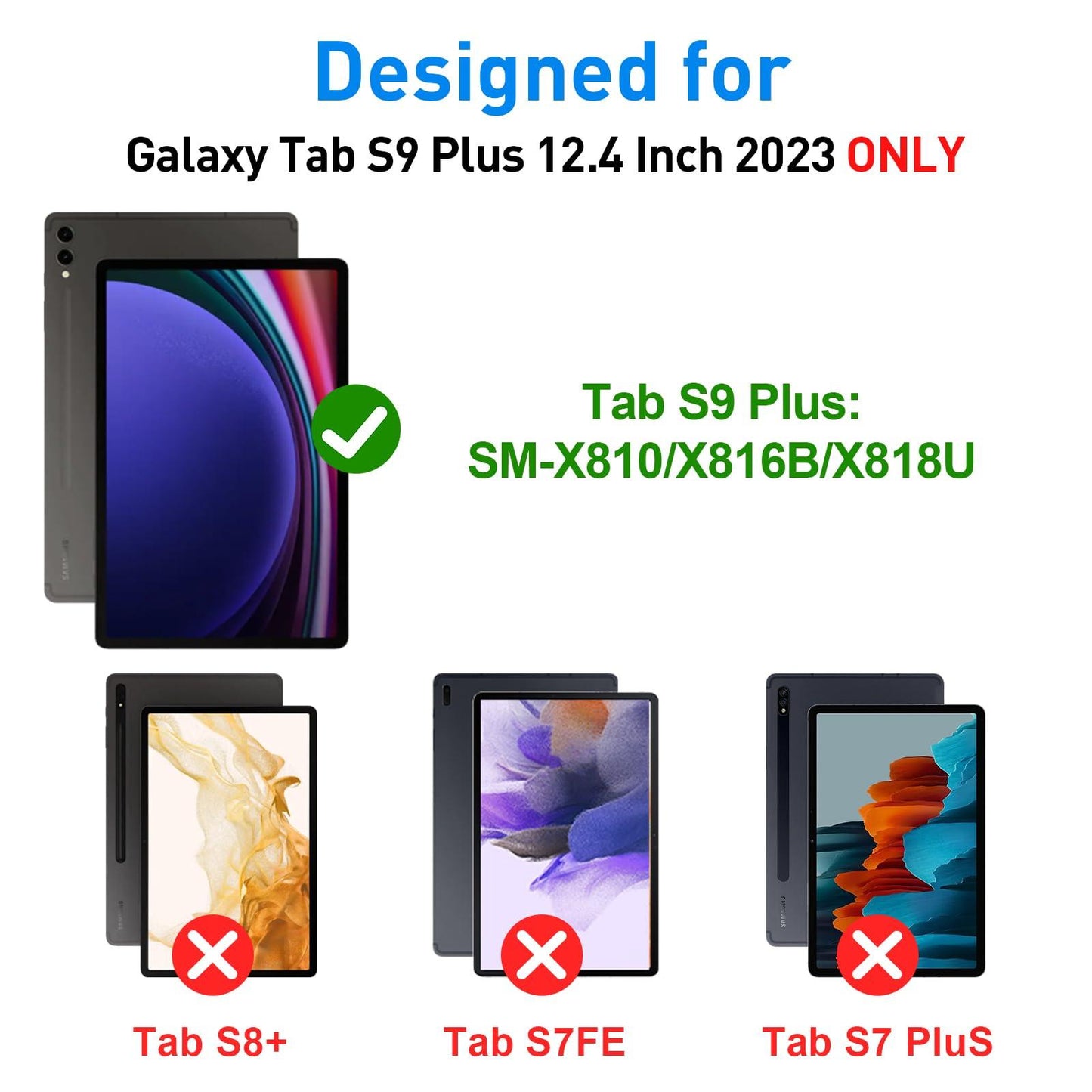 Case for Galaxy Tab S10 Plus/ S9 Plus/ S9 FE+ 12.4 inch JGX