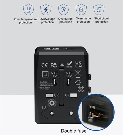 Universal Travel Adapter International Power Plug Adapter All-in-One Worldwide Wall Charger