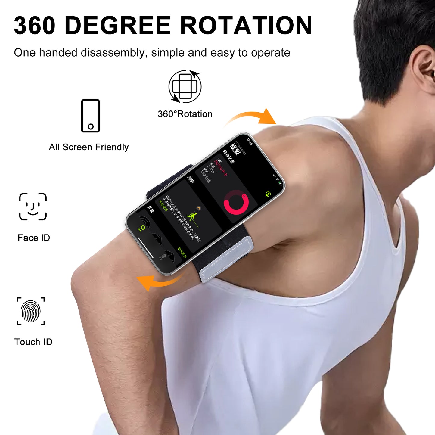 JK-YD703 Armband Phone Holder Magnetic Phone Grip for Gym Running with Universal Adapter/ Phone Case